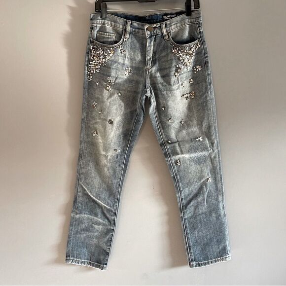 [BLANKNYC] Embellished Girlfriend Crop Jeans | SZ 25 - Picture 4 of 13